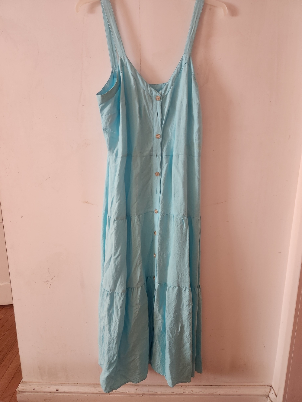 💕5/$25 LOFT Light Blue Tiered Button-Front Maxi Dress